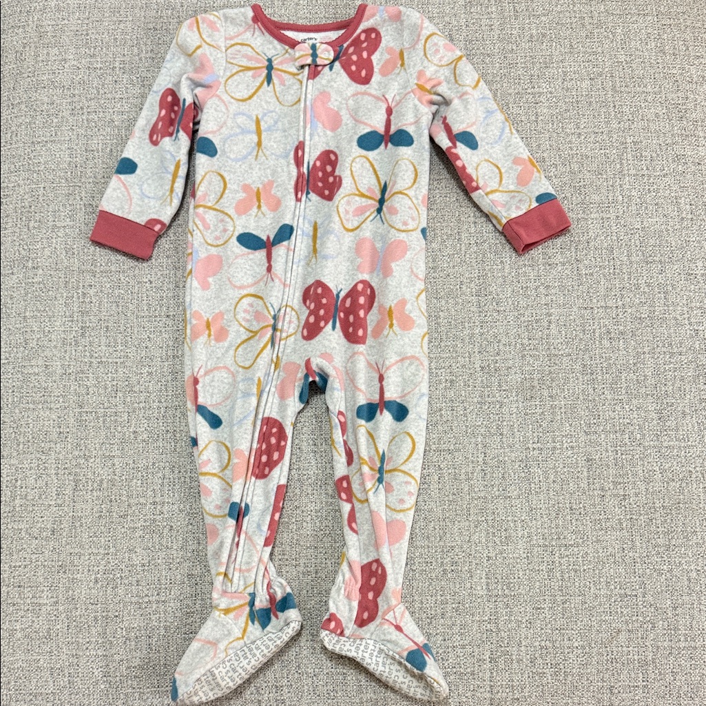 Carter's Pink And Blue Butterfly Footies